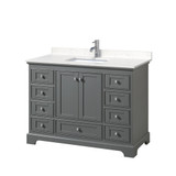 Wyndham WCS202048SKGC2UNSMXX Deborah 48 Inch Single Bathroom Vanity in Dark Gray, Light-Vein Carrara Cultured Marble Countertop, Undermount Square Sink, No Mirror