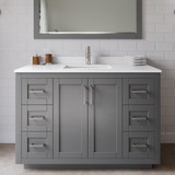 Wyndham WCF292948SKGWCUNSMXX Miranda 48 Inch Single Bathroom Vanity in Dark Gray, White Cultured Marble Countertop, Undermount Square Sink, Brushed Nickel Trim
