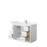 Wyndham WCF292948SWHC2UNSMXX Miranda 48 Inch Single Bathroom Vanity in White, Light-Vein Carrara Cultured Marble Countertop, Undermount Square Sink, Brushed Nickel Trim