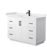 Wyndham WCF292948SWBWCUNSMXX Miranda 48 Inch Single Bathroom Vanity in White, White Cultured Marble Countertop, Undermount Square Sink, Matte Black Trim