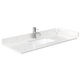 Wyndham WCV232348SWGC2UNSMXX Avery 48 Inch Single Bathroom Vanity in White, Light-Vein Carrara Cultured Marble Countertop, Undermount Square Sink, Brushed Gold Trim