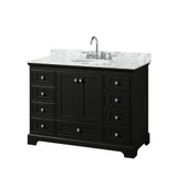 Wyndham WCS202048SDECMUNOMXX Deborah 48 Inch Single Bathroom Vanity in Dark Espresso, White Carrara Marble Countertop, Undermount Oval Sink, and No Mirror