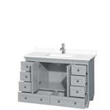 Wyndham WCV800048SOYWCUNSMXX Acclaim 48 Inch Single Bathroom Vanity in Oyster Gray, White Cultured Marble Countertop, Undermount Square Sink, No Mirror