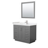 Wyndham WCF292942SKGC2UNSM34 Miranda 42 Inch Single Bathroom Vanity in Dark Gray, Light-Vein Carrara Cultured Marble Countertop, Undermount Square Sink, Brushed Nickel Trim, 34 Inch Mirror
