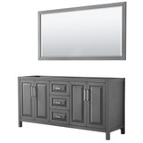 Wyndham WCV252572DKGCXSXXM70 Daria 72 Inch Double Bathroom Vanity in Dark Gray, No Countertop, No Sink, and 70 Inch Mirror