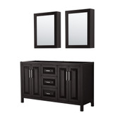 Wyndham WCV252560DDECXSXXMED Daria 60 Inch Double Bathroom Vanity in Dark Espresso, No Countertop, No Sink, and Medicine Cabinets Wyndham WCV252560DDECXSXXMED Daria 60 Inch Double Bathroom Vanity in Dark Espresso, No Countertop, No Sink, and Medicine Cabinets