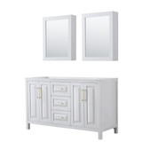 Wyndham WCV252560DWGCXSXXMED Daria 60 Inch Double Bathroom Vanity in White, No Countertop, No Sink, Medicine Cabinets, Brushed Gold Trim Wyndham WCV252560DWGCXSXXMED Daria 60 Inch Double Bathroom Vanity in White, No Countertop, No Sink, Medicine Cabinets, Brushed Gold Trim