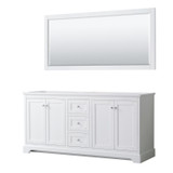 Wyndham WCV232372DWHCXSXXM70 Avery 72 Inch Double Bathroom Vanity in White, No Countertop, No Sinks, and 70 Inch Mirror