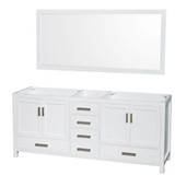 Wyndham WCS141480DWHCXSXXM70 Sheffield 80 Inch Double Bathroom Vanity in White, No Countertop, No Sinks, and 70 Inch Mirror