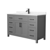 Wyndham WCG242454SGBCCUNSMXX Beckett 54 Inch Single Bathroom Vanity in Dark Gray, Carrara Cultured Marble Countertop, Undermount Square Sink, Matte Black Trim Wyndham WCG242454SGBCCUNSMXX Beckett 54 Inch Single Bathroom Vanity in Dark Gray, Carrara Cultured Marble Countertop, Undermount Square Sink, Matte Black Trim
