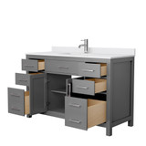 Wyndham WCG242454SKGWCUNSMXX Beckett 54 Inch Single Bathroom Vanity in Dark Gray, White Cultured Marble Countertop, Undermount Square Sink, No Mirror