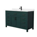 Wyndham WCG242454SGKCCUNSMXX Beckett 54 Inch Single Bathroom Vanity in Green, Carrara Cultured Marble Countertop, Undermount Square Sink, Matte Black Trim Wyndham WCG242454SGKCCUNSMXX Beckett 54 Inch Single Bathroom Vanity in Green, Carrara Cultured Marble Countertop, Undermount Square Sink, Matte Black Trim