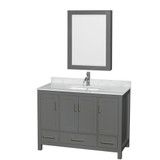 Wyndham WCS141448SKGCMUNSMED Sheffield 48 Inch Single Bathroom Vanity in Dark Gray, White Carrara Marble Countertop, Undermount Square Sink, and Medicine Cabinet