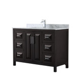 Wyndham WCV252548SDECMUNSMXX Daria 48 Inch Single Bathroom Vanity in Dark Espresso, White Carrara Marble Countertop, Undermount Square Sink, and No Mirror