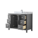 Wyndham WCV252548SKGCMUNSMXX Daria 48 Inch Single Bathroom Vanity in Dark Gray, White Carrara Marble Countertop, Undermount Square Sink, and No Mirror