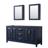 Wyndham WCV252572DBLCXSXXMED Daria 72 Inch Double Bathroom Vanity in Dark Blue, No Countertop, No Sink, Medicine Cabinets Wyndham WCV252572DBLCXSXXMED Daria 72 Inch Double Bathroom Vanity in Dark Blue, No Countertop, No Sink, Medicine Cabinets