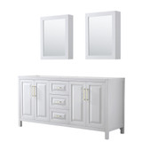 Wyndham WCV252572DWGCXSXXMED Daria 72 Inch Double Bathroom Vanity in White, No Countertop, No Sink, Medicine Cabinets, Brushed Gold Trim Wyndham WCV252572DWGCXSXXMED Daria 72 Inch Double Bathroom Vanity in White, No Countertop, No Sink, Medicine Cabinets, Brushed Gold Trim
