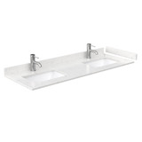 Wyndham WCF292960DWGC2UNSMXX Miranda 60 Inch Double Bathroom Vanity in White, Light-Vein Carrara Cultured Marble Countertop, Undermount Square Sinks, Brushed Gold Trim