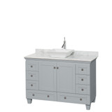 Wyndham WCV800048SOYCMD2WMXX Acclaim 48 Inch Single Bathroom Vanity in Oyster Gray, White Carrara Marble Countertop, Pyra White Porcelain Sink, and No Mirror