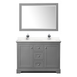 Wyndham WCV232348DKGC2UNSM46 Avery 48 Inch Double Bathroom Vanity in Dark Gray, Light-Vein Carrara Cultured Marble Countertop, Undermount Square Sinks, 46 Inch Mirror