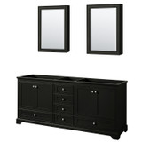 Wyndham WCS202080DDECXSXXMED Deborah 80 Inch Double Bathroom Vanity in Dark Espresso, No Countertop, No Sinks, and Medicine Cabinets