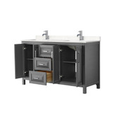 Wyndham WCV252560DKGC2UNSMXX Daria 60 Inch Double Bathroom Vanity in Dark Gray, Light-Vein Carrara Cultured Marble Countertop, Undermount Square Sinks, No Mirror Wyndham WCV252560DKGC2UNSMXX Daria 60 Inch Double Bathroom Vanity in Dark Gray, Light-Vein Carrara Cultured Marble Countertop, Undermount Square Sinks, No Mirror