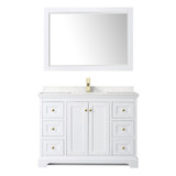 Wyndham WCV232348SWGC2UNSM46 Avery 48 Inch Single Bathroom Vanity in White, Light-Vein Carrara Cultured Marble Countertop, Undermount Square Sink, 46 Inch Mirror, Brushed Gold Trim Wyndham WCV232348SWGC2UNSM46 Avery 48 Inch Single Bathroom Vanity in White, Light-Vein Carrara Cultured Marble Countertop, Undermount Square Sink, 46 Inch Mirror, Brushed Gold Trim