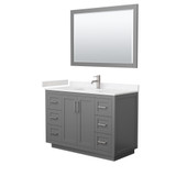 Wyndham WCF292948SKGC2UNSM46 Miranda 48 Inch Single Bathroom Vanity in Dark Gray, Light-Vein Carrara Cultured Marble Countertop, Undermount Square Sink, Brushed Nickel Trim, 46 Inch Mirror