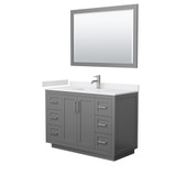 Wyndham WCF292948SKGWCUNSM46 Miranda 48 Inch Single Bathroom Vanity in Dark Gray, White Cultured Marble Countertop, Undermount Square Sink, Brushed Nickel Trim, 46 Inch Mirror