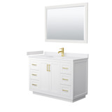 Wyndham WCF292948SWGWCUNSM46 Miranda 48 Inch Single Bathroom Vanity in White, White Cultured Marble Countertop, Undermount Square Sink, Brushed Gold Trim, 46 Inch Mirror