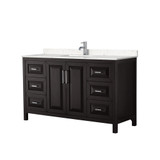 Wyndham WCV252560SDEC2UNSMXX Daria 60 Inch Single Bathroom Vanity in Dark Espresso, Light-Vein Carrara Cultured Marble Countertop, Undermount Square Sink, No Mirror