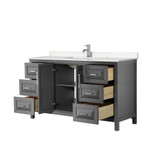 Wyndham WCV252560SKGC2UNSMXX Daria 60 Inch Single Bathroom Vanity in Dark Gray, Light-Vein Carrara Cultured Marble Countertop, Undermount Square Sink, No Mirror