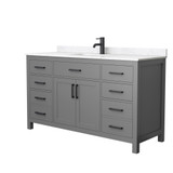Wyndham WCG242460SGBCCUNSMXX Beckett 60 Inch Single Bathroom Vanity in Dark Gray, Carrara Cultured Marble Countertop, Undermount Square Sink, Matte Black Trim Wyndham WCG242460SGBCCUNSMXX Beckett 60 Inch Single Bathroom Vanity in Dark Gray, Carrara Cultured Marble Countertop, Undermount Square Sink, Matte Black Trim