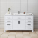 Wyndham WCG242460SWBWCUNSMXX Beckett 60 Inch Single Bathroom Vanity in White, White Cultured Marble Countertop, Undermount Square Sink, Matte Black Trim