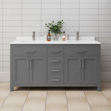 Wyndham WCG242466DKGWCUNSMXX Beckett 66 Inch Double Bathroom Vanity in Dark Gray, White Cultured Marble Countertop, Undermount Square Sinks, No Mirror