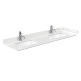 Wyndham WCG242466DWHCCUNSMXX Beckett 66 Inch Double Bathroom Vanity in White, Carrara Cultured Marble Countertop, Undermount Square Sinks, No Mirror