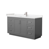 Wyndham WCF292960SKGC2UNSMXX Miranda 60 Inch Single Bathroom Vanity in Dark Gray, Light-Vein Carrara Cultured Marble Countertop, Undermount Square Sink, Brushed Nickel Trim