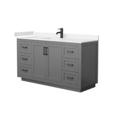 Wyndham WCF292960SGBC2UNSMXX Miranda 60 Inch Single Bathroom Vanity in Dark Gray, Light-Vein Carrara Cultured Marble Countertop, Undermount Square Sink, Matte Black Trim