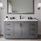 Wyndham WCF292960SGBC2UNSMXX Miranda 60 Inch Single Bathroom Vanity in Dark Gray, Light-Vein Carrara Cultured Marble Countertop, Undermount Square Sink, Matte Black Trim