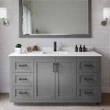 Wyndham WCF292960SGBWCUNSMXX Miranda 60 Inch Single Bathroom Vanity in Dark Gray, White Cultured Marble Countertop, Undermount Square Sink, Matte Black Trim