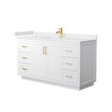 Wyndham WCF292960SWGWCUNSMXX Miranda 60 Inch Single Bathroom Vanity in White, White Cultured Marble Countertop, Undermount Square Sink, Brushed Gold Trim