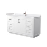 Wyndham WCF292960SWHWCUNSMXX Miranda 60 Inch Single Bathroom Vanity in White, White Cultured Marble Countertop, Undermount Square Sink, Brushed Nickel Trim
