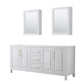 Wyndham WCV252580DWGCXSXXMED Daria 80 Inch Double Bathroom Vanity in White, No Countertop, No Sink, Medicine Cabinets, Brushed Gold Trim Wyndham WCV252580DWGCXSXXMED Daria 80 Inch Double Bathroom Vanity in White, No Countertop, No Sink, Medicine Cabinets, Brushed Gold Trim