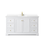 Wyndham WCV232360SWGWCUNSMXX Avery 60 Inch Single Bathroom Vanity in White, White Cultured Marble Countertop, Undermount Square Sink, Brushed Gold Trim