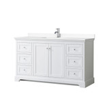 Wyndham WCV232360SWHWCUNSMXX Avery 60 Inch Single Bathroom Vanity in White, White Cultured Marble Countertop, Undermount Square Sink, No Mirror