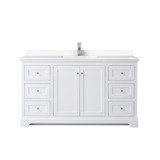 Wyndham WCV232360SWHWCUNSMXX Avery 60 Inch Single Bathroom Vanity in White, White Cultured Marble Countertop, Undermount Square Sink, No Mirror