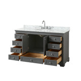 Wyndham WCS202060SKGCMUNOMXX Deborah 60 Inch Single Bathroom Vanity in Dark Gray, White Carrara Marble Countertop, Undermount Oval Sink, and No Mirror