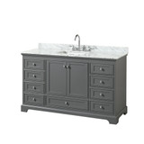 Wyndham WCS202060SKGCMUNSMXX Deborah 60 Inch Single Bathroom Vanity in Dark Gray, White Carrara Marble Countertop, Undermount Square Sink, and No Mirror