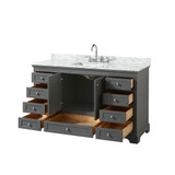 Wyndham WCS202060SKGCMUNSMXX Deborah 60 Inch Single Bathroom Vanity in Dark Gray, White Carrara Marble Countertop, Undermount Square Sink, and No Mirror