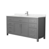Wyndham WCG242466SKGCCUNSMXX Beckett 66 Inch Single Bathroom Vanity in Dark Gray, Carrara Cultured Marble Countertop, Undermount Square Sink, No Mirror